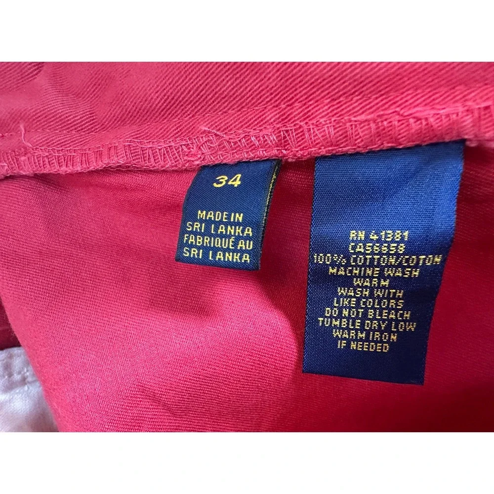 Polo Ralph Lauren Chino Shorts Mens‎ 34 Pink Cotton Slash Pockets Zip Fly Golf